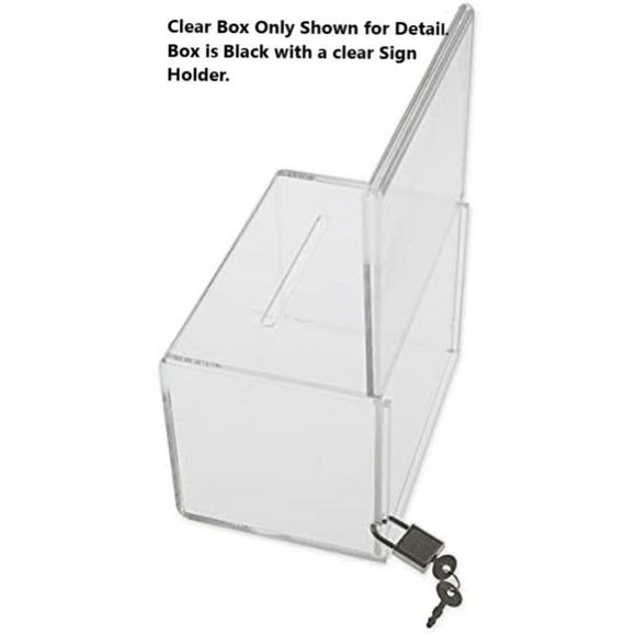 SourceOne Oblong, Donation Box with Clear Sign Holder/Ad Frame and Free Lock, 5 - Picture 5 of 9